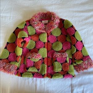 Vintage Hanna Andersson Fuzzy & Furry Fleece Polka Dot Coat • 3T